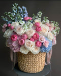 Flower Basket with Hydrangea,  Garden Roses