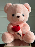 Plush Teddy Bear with Red Rose — Large (17.7”)