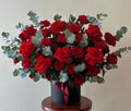 Red Rose Box with Eucalyptus